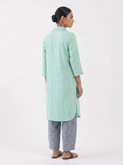 Aira Mint Green Cotton Poplin Co-ord Set with Grey Trousers