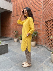 Aira Buttercup Cotton Poplin Co-ord Set with Striped Trousers