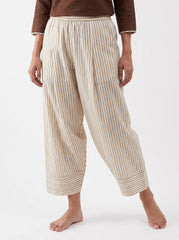Aira Mocha Brown Cotton Slub Co-ord Set with Pinstripe Trousers