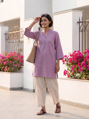Aira Purple Coord Set with White Salwar