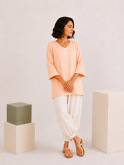 Sahiba Luxury Rayon Light Peach Chikankari Top