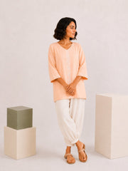 Sahiba Luxury Rayon Light Peach Chikankari Top