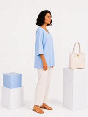 Sahiba Luxury Rayon Powber Blue Chikankari Top