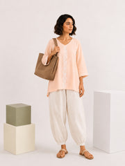 Sahiba Luxury Rayon Light Peach Chikankari Top