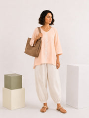 Sahiba Luxury Rayon Light Peach Chikankari Top
