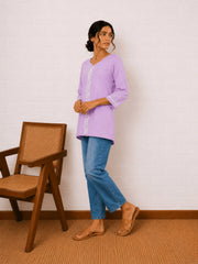 Sahiba Luxury Rayon Lilac Chikankari Top