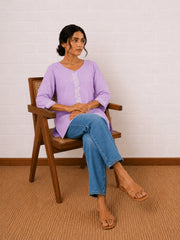 Sahiba Luxury Rayon Lilac Chikankari Top