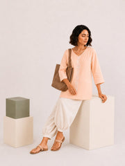 Sahiba Luxury Rayon Light Peach Chikankari Top
