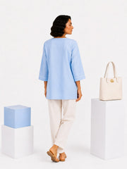 Sahiba Luxury Rayon Powber Blue Chikankari Top