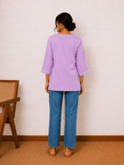 Sahiba Luxury Rayon Lilac Chikankari Top