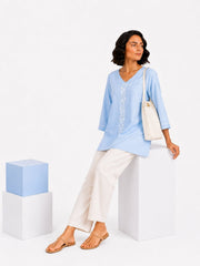 Sahiba Luxury Rayon Powber Blue Chikankari Top