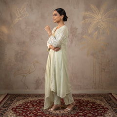 Jashn Premium Muslin Chikankari Soft Sage A Line 3PC Kurta Set with Dupatta