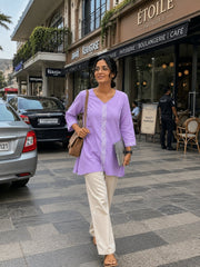 Sahiba Luxury Rayon Lilac Chikankari Top