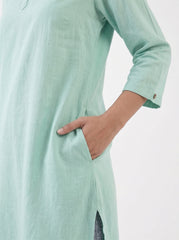 Aira Mint Green Cotton Poplin Co-ord Set with Grey Trousers