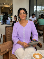 Sahiba Luxury Rayon Lilac Chikankari Top