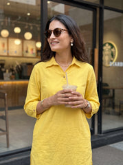 Aira Buttercup Cotton Poplin Co-ord Set with Striped Trousers