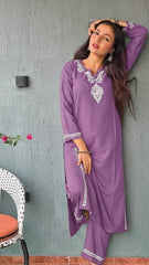 Heer Rayon 2 PC Lavender chikankari kurta set Gharana