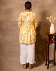 MulMul cotton printed fine embroidery chikankari Top Gharana