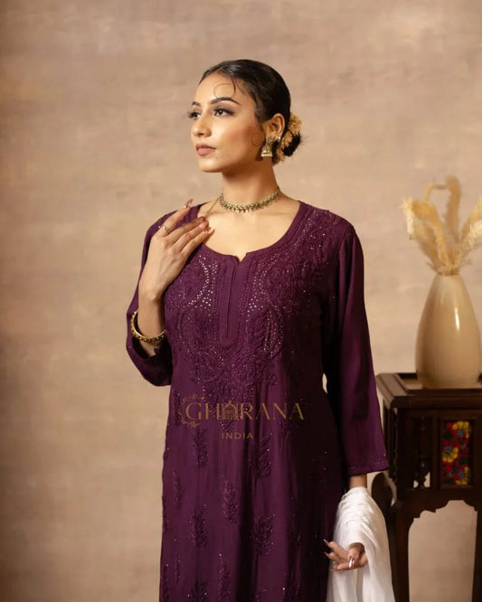 Rayon Chikankari Kurta with Mukaish work Gharana