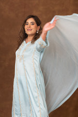 Jashn Chikankari Turquoise Modal Satin 3 PC Kurta Set with Dupatta