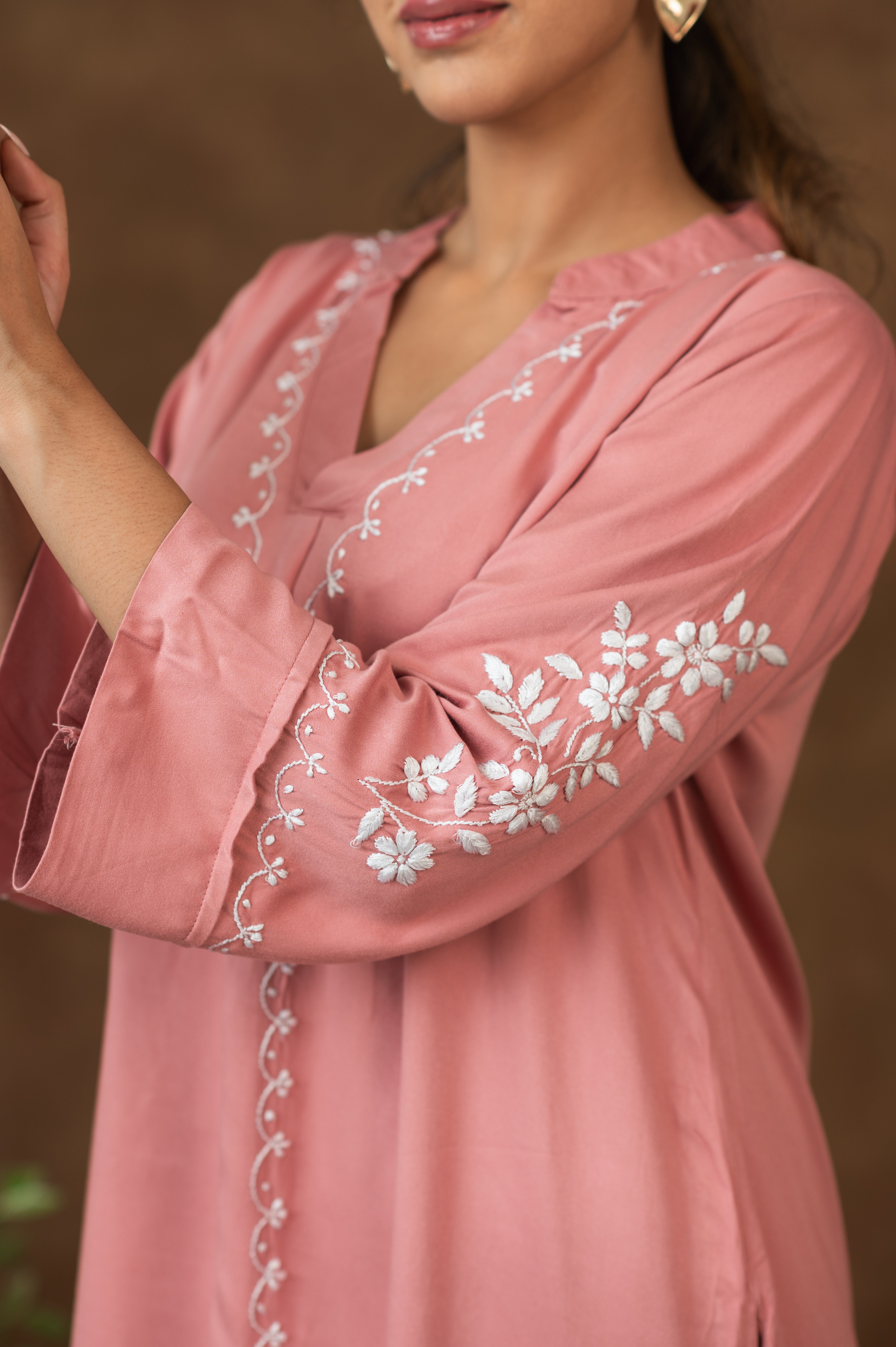 Jashn Premium Twilight Silk Chikankari Coord Set - Onion Pink Gharana