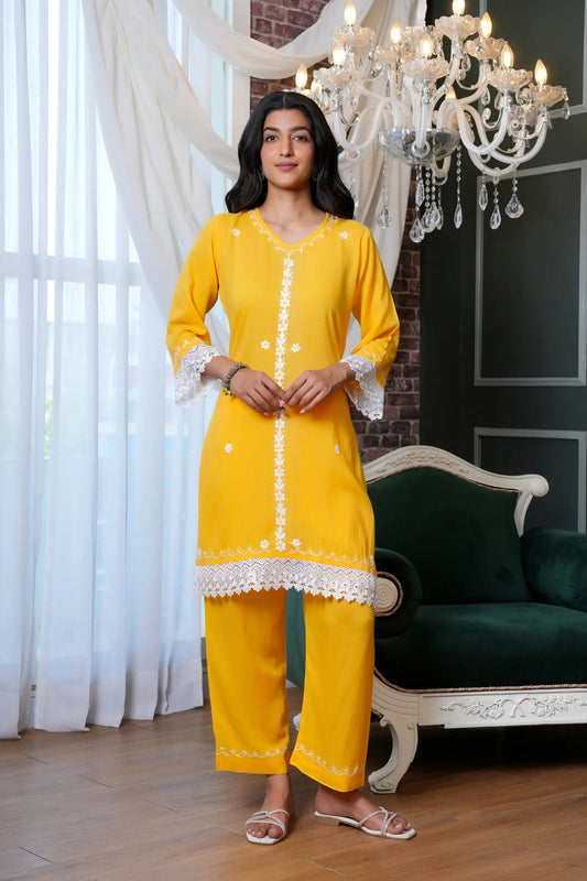 Sahiba Modal Chikankari Coord Set Gharana