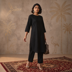 Aira Midnight Black Cotton Kurta Set
