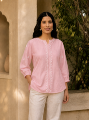 Saheba Chikankari Light Pink Top
