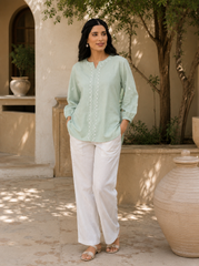 Saheba Chikankari Sage Green Top