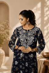 Aadya Chikankari Georgette Floral Printed Kurta