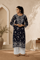 Aadya Chikankari Georgette Floral Printed Kurta