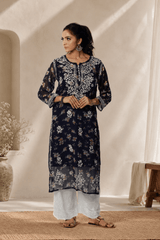 Aadya Chikankari Georgette Floral Printed Kurta