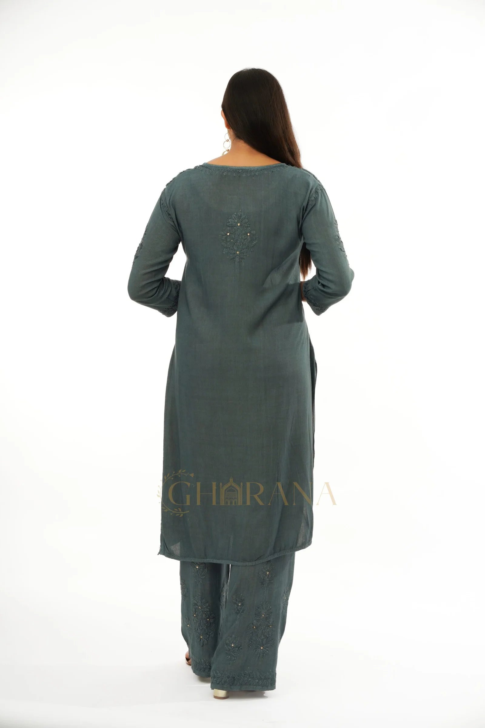 Rayon Chikankari with Mukaish work 2 PC set with Palazzo Gharana