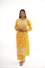 Premium Modal Chikankari with Heavy Embroidery 2 PC set with Palazzo Gharana