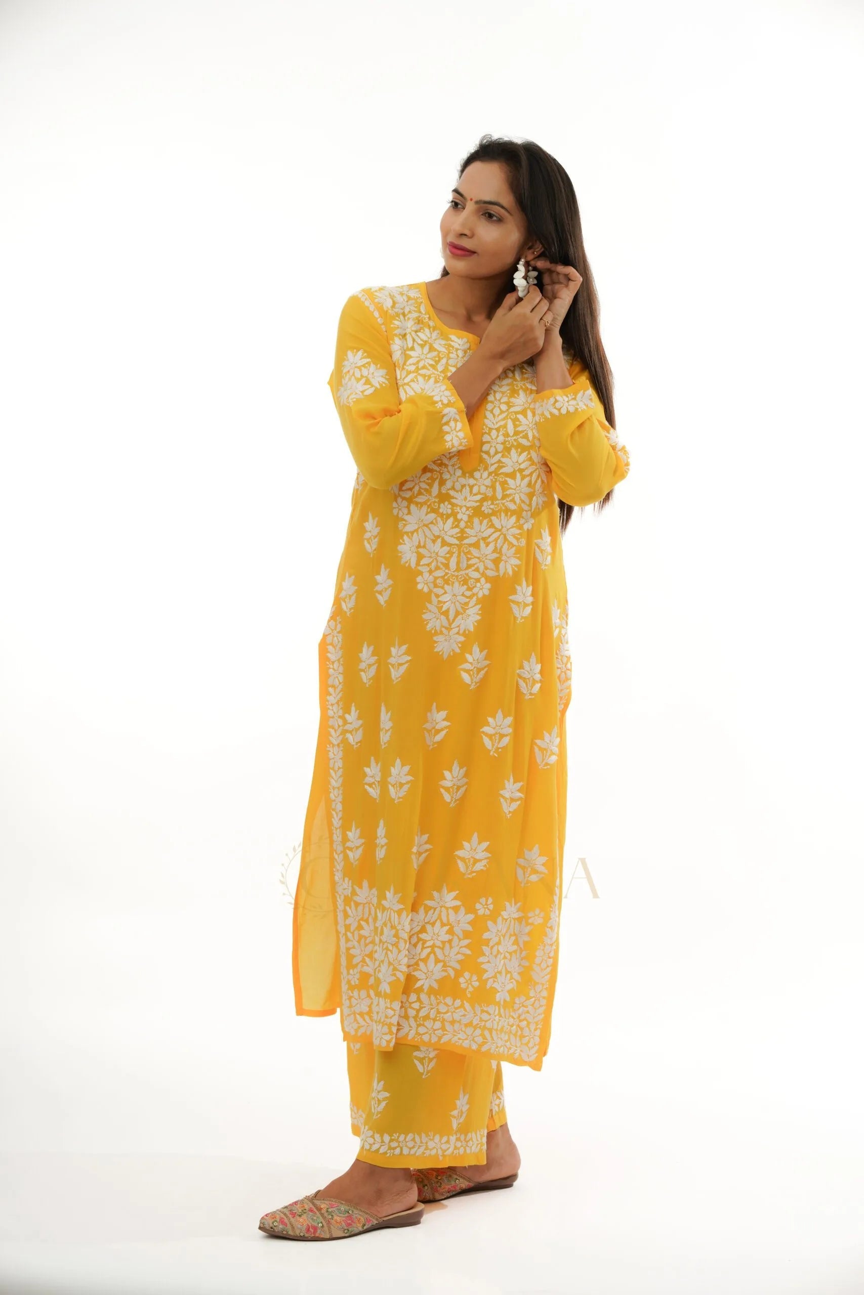 Premium Modal Chikankari with Heavy Embroidery 2 PC set with Palazzo Gharana