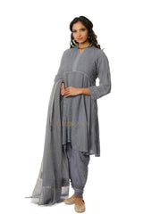 Georgette Chikankari Kurta with Afgani Pant and Dupatta – Grey Gharana