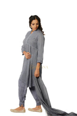 Georgette Chikankari Kurta with Afgani Pant and Dupatta – Grey Gharana