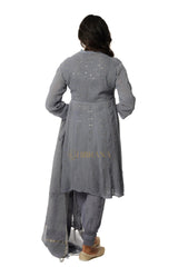 Georgette Chikankari Kurta with Afgani Pant and Dupatta – Grey Gharana