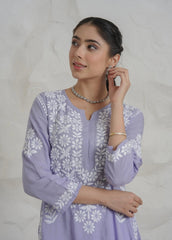 Myra Modal fine cotton Chikankari kari Kurta – Lavender Gharana