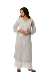 Meenakshi Chikankari Cotton Angrakha Style Kurta Gharana