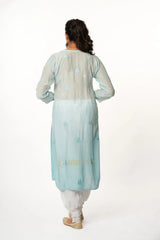 Isha Chikankari Muslin Naira cut Kurta Gharana