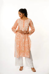 Eesha Chikankari Premium Mulmul Printed Kurta Gharana