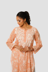 Eesha Chikankari Premium Mulmul Printed Kurta Gharana