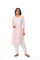 Chikankari Pure Linen Angrakha Kurta Gharana