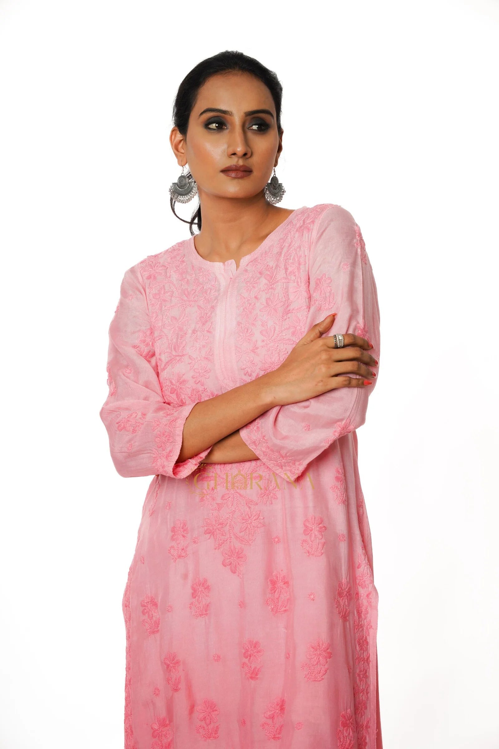 Usha Chikankari Muslin Straight Kurta Gharana