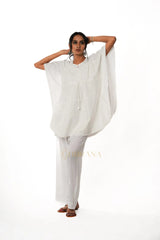 Cotton Chikankari Kaftan – White Gharana