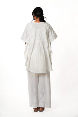 Cotton Chikankari Kaftan – White Gharana