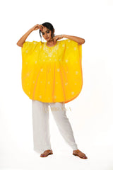 Cotton Chikankari Kaftan – Yellow Gharana