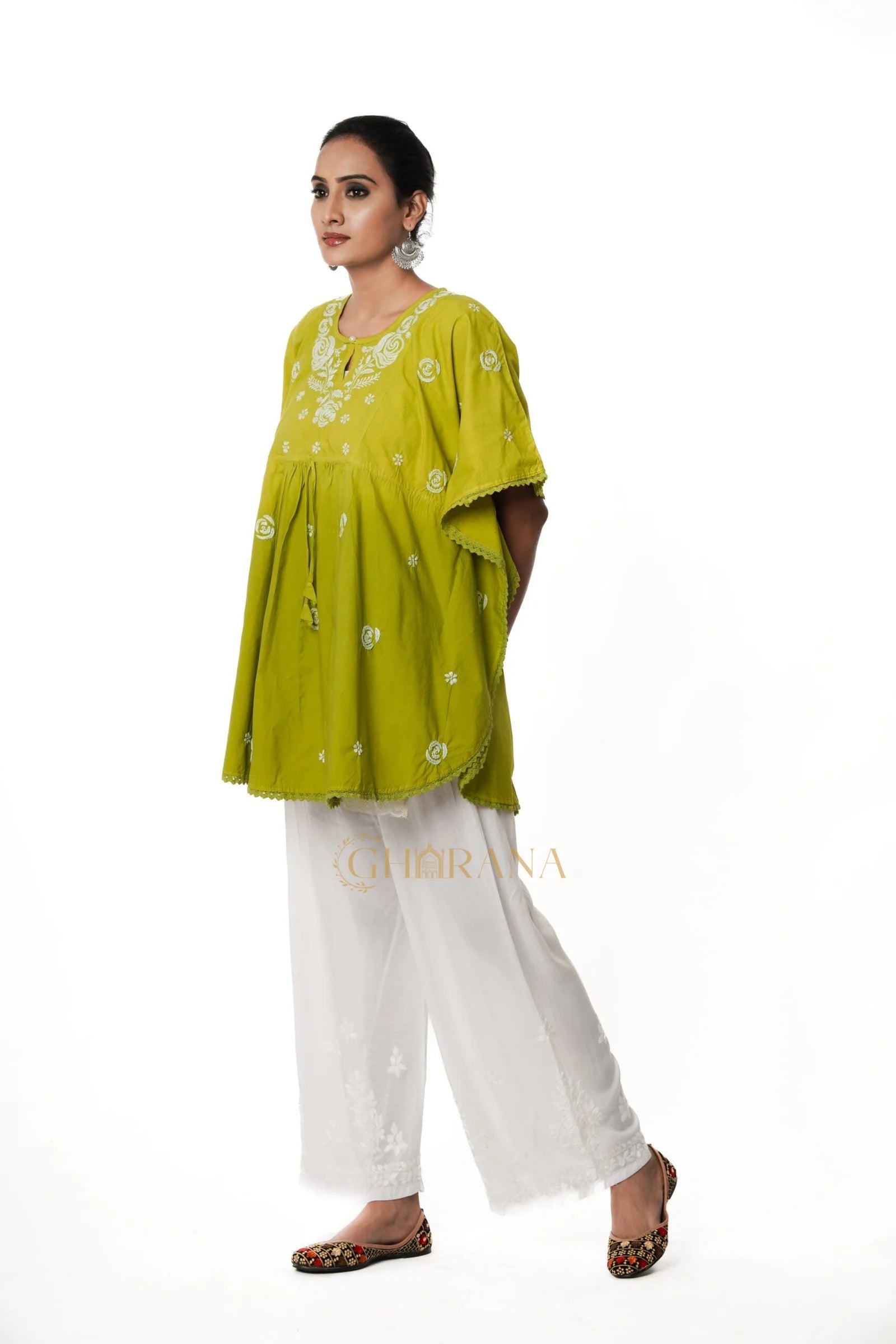 Cotton Chikankari Kaftan Gharana