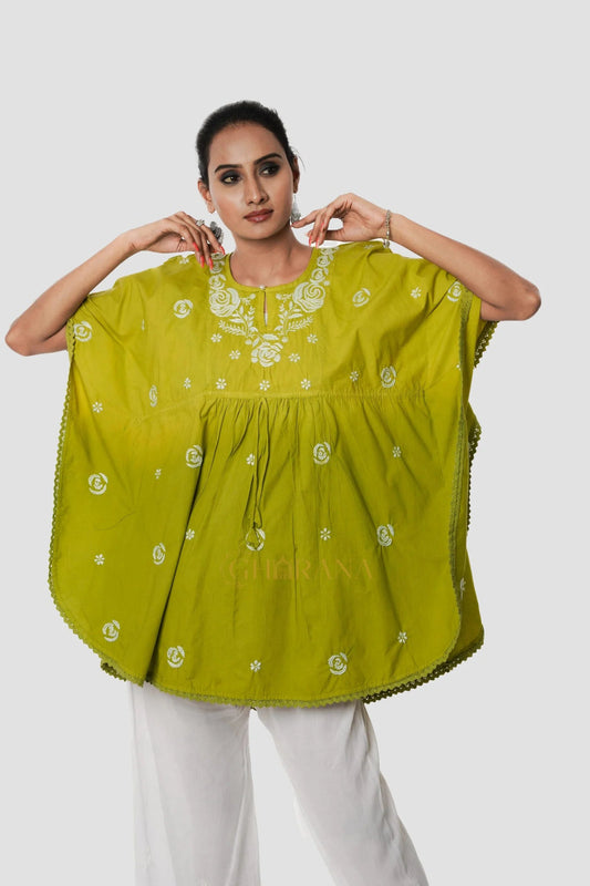 Cotton Chikankari Kaftan Gharana